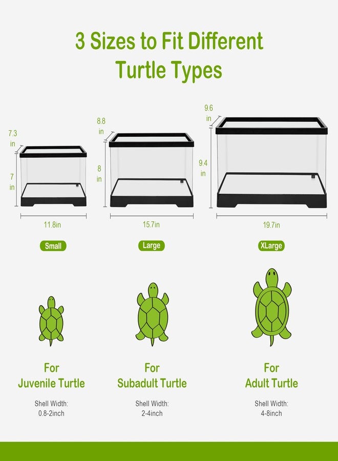 Clioran Large Turtle Tank Kit,All in One Red Eared Slider Aquarium,PC Aquatic for Baby Tortoise,Fishes and Amphibians, Includes Silent Filter,Filter Plates,UVB Lamp,Bulb,Plants,Stone,Basking Platform - Image 3